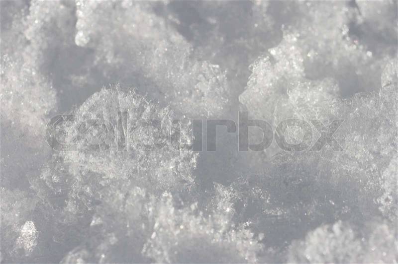 Winter snow surface cristal texture (super macro), stock photo