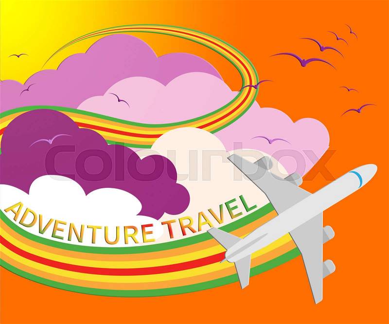Adventure Travel Plane Means Exciting Holiday 3d Illustration, stock photo