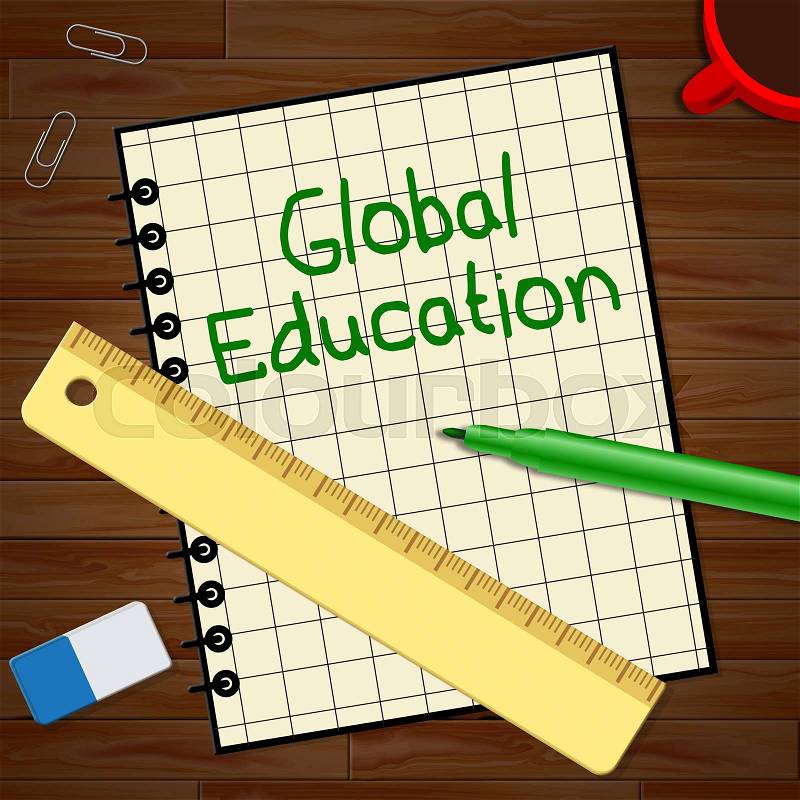 Global Education Notebook Represents World Learning 3d Illustration, stock photo