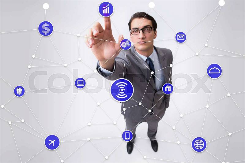 The internet of things concept with businessman, stock photo