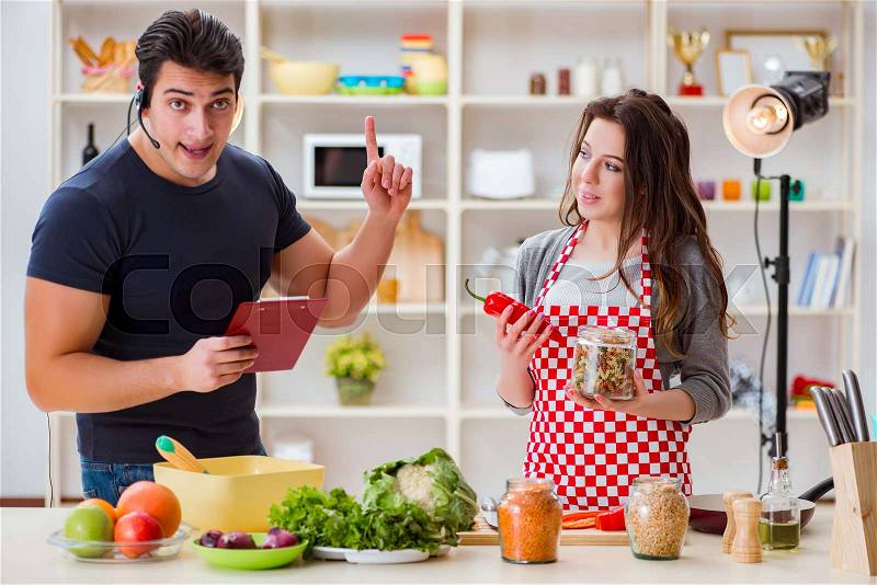 The food cooking tv show in the studio, stock photo