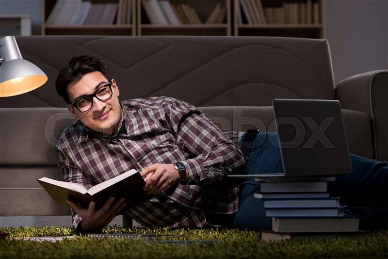 The student reading books preparing for exams, stock photo