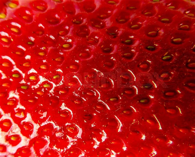 Macro photo of ripe red strawberry texture, stock photo
