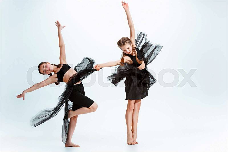 The kids dance school, ballet, hiphop, street, funky and modern dancers at studio, stock photo