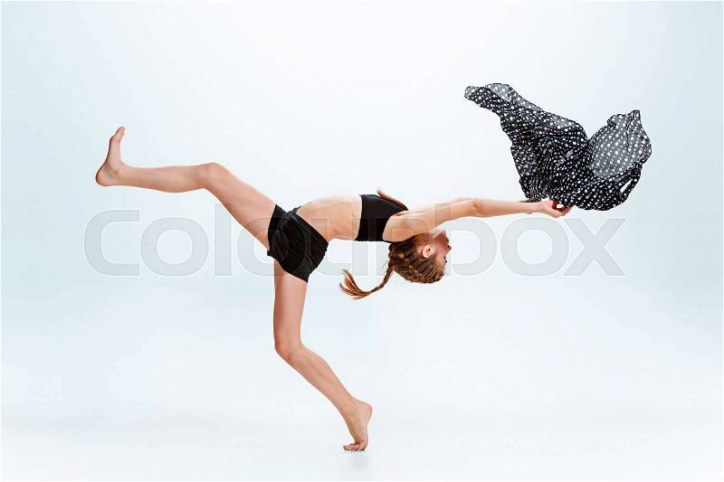 Young girl break or hip hop dancing at stidio, stock photo