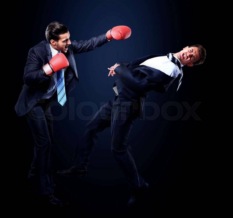 Business concept. competition in the business of two young businessmen, stock photo