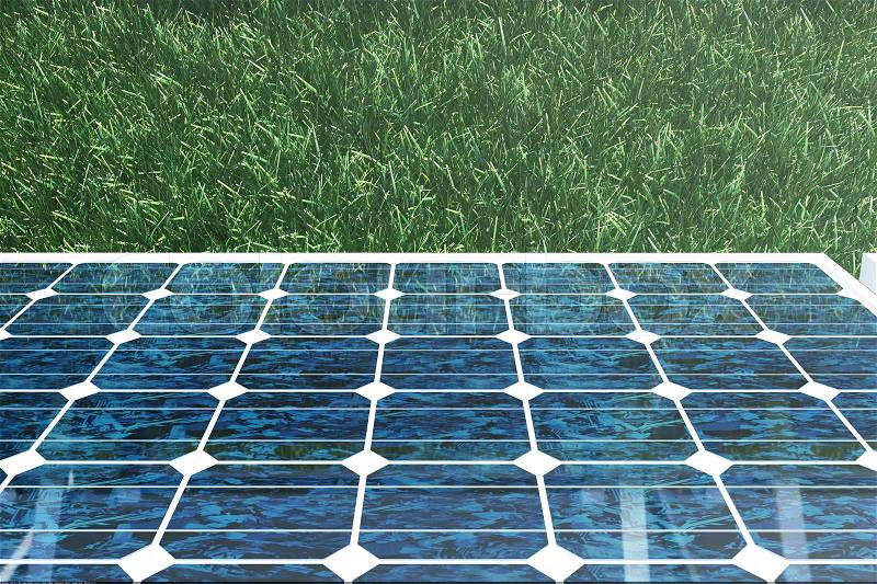 3D illustration solar panels. Solar panel produces green, environmentally friendly energy from the sun. Concept energy of the future, stock photo