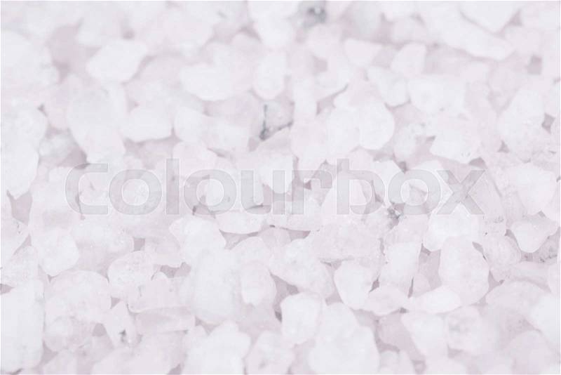 Surface coated with the salt crystals as a shallow depth of field backdrop composition, stock photo