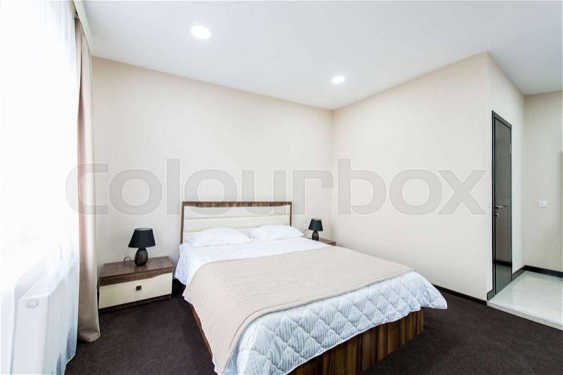 Double room in the hotel, stock photo