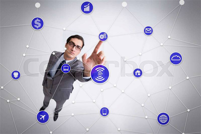 Internet of things concept with businessman, stock photo