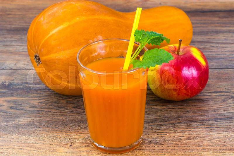 Fruit and vegetable juice with pumpkin. Studio Photo, stock photo