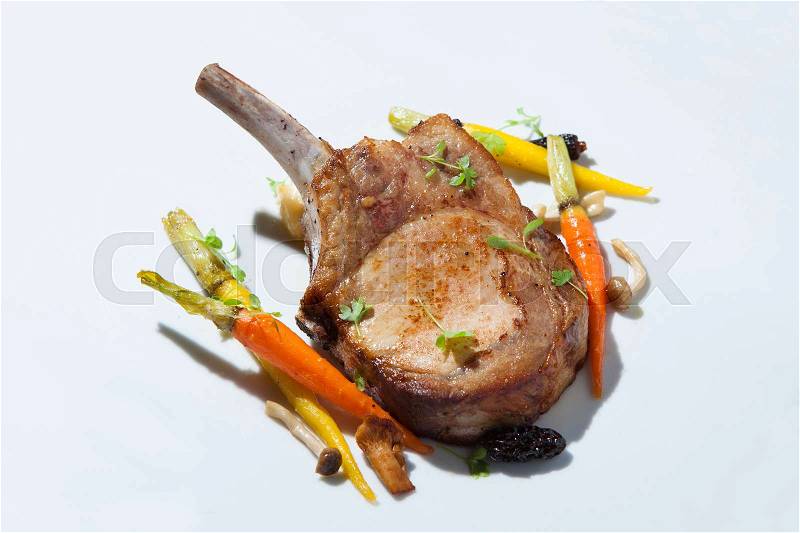 Rib Steak roast pork and vegetables,luxury hotel food, stock photo