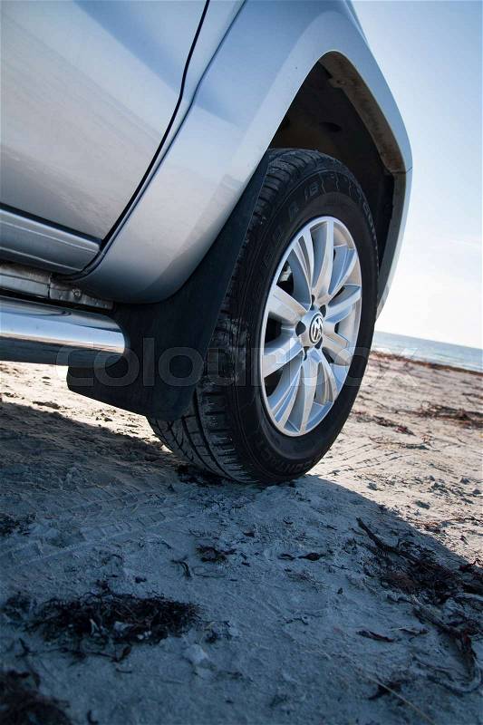Four wheel drive on the beach, stock photo