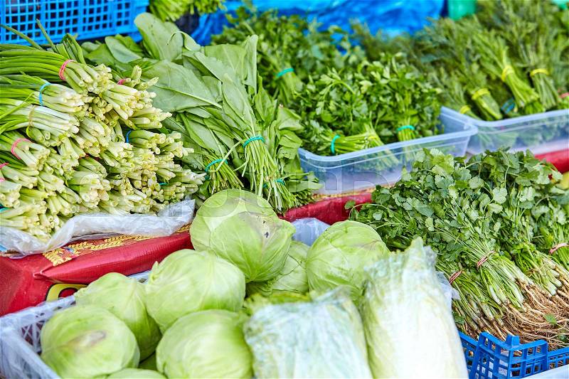 Green vegetables on market, stock photo