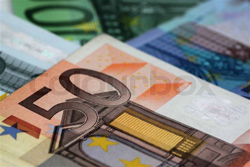 Close up of euro banknotes, stock photo