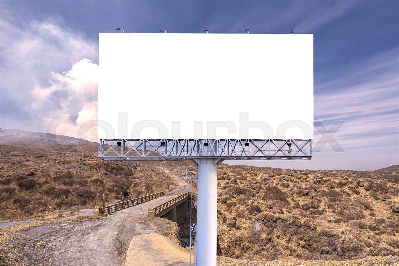 Billboard blank on countryside road for advertising background, stock photo