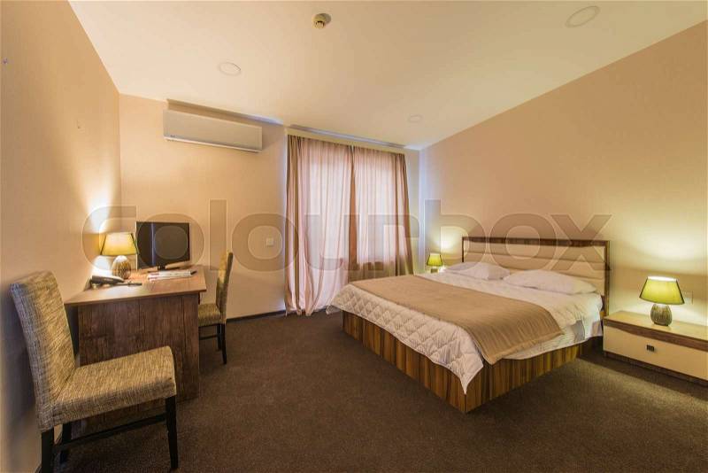 Double room in the hotel, stock photo