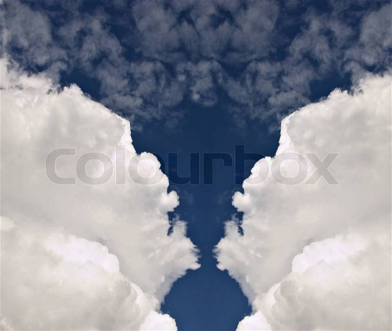 Beautiful cloudy sky with big white clouds, stock photo