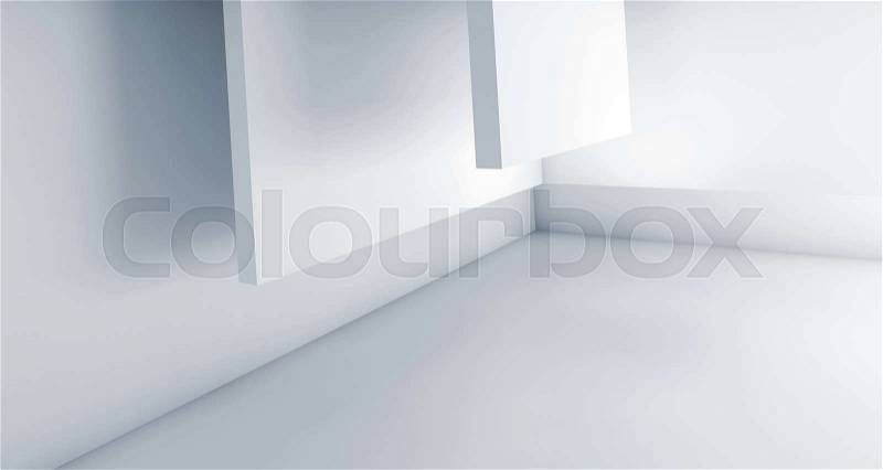 Abstract blue white background, geometric installation, interior fragment, architecture design. 3d render illustration, stock photo