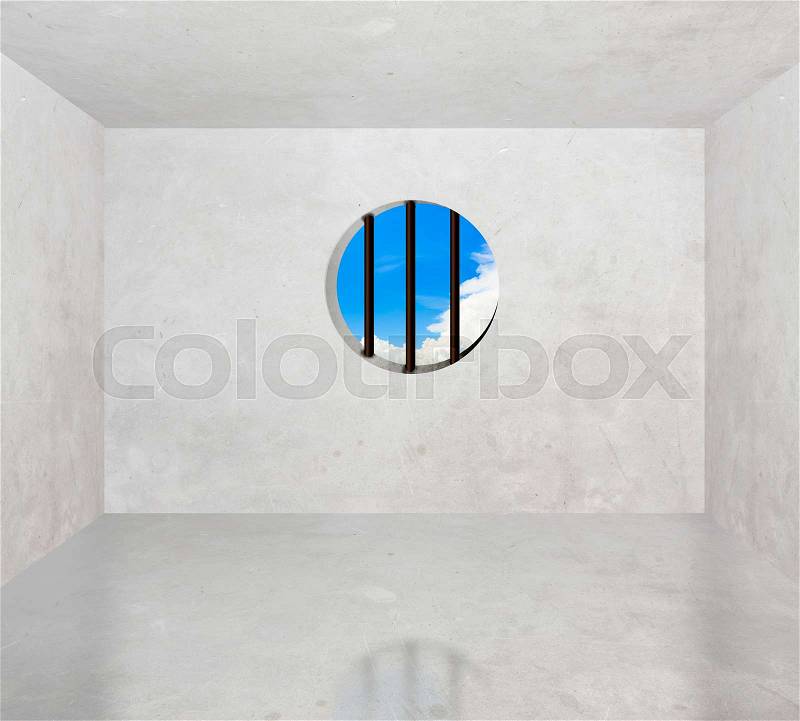 Cement room with baluster see through the sky, stock photo