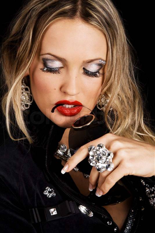 Face portrait of a beautiful makeup model, stock photo