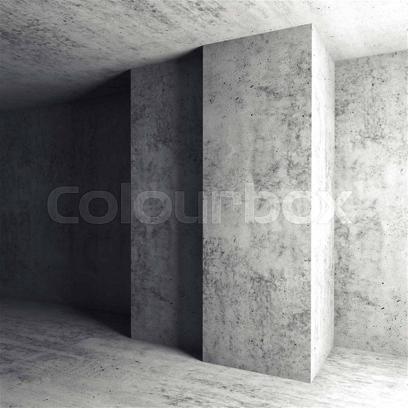 Abstract square architectural background, empty room, concrete walls and columns. 3d illustration, stock photo
