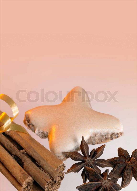 Cinamon star and spice in light back, stock photo