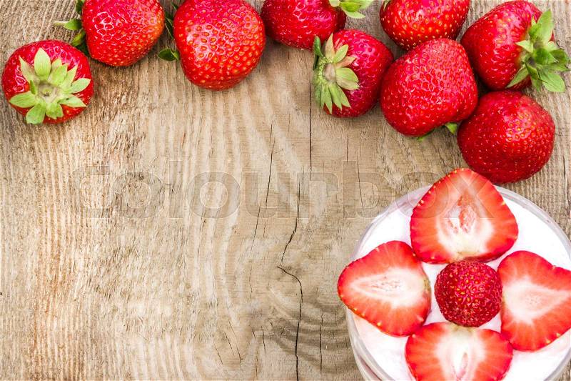 Cake trifle with fresh strawberries, stock photo