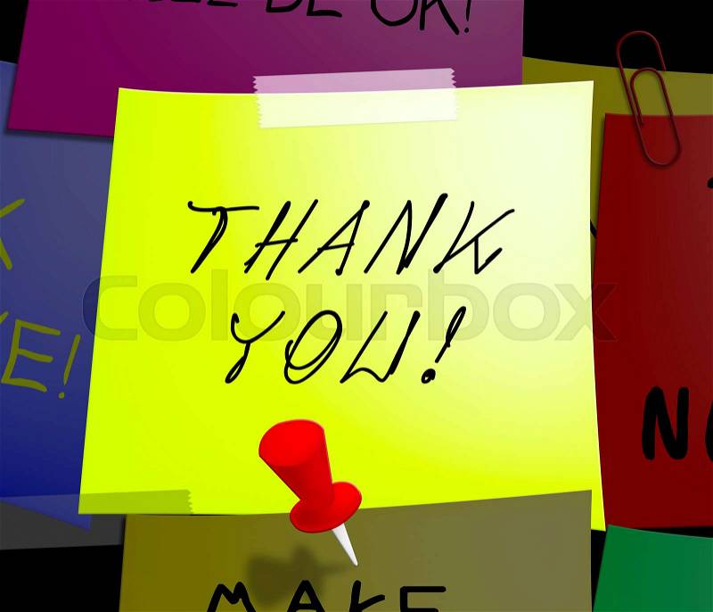Thank You Note Displays Giving Gratefulness 3d Illustration, stock photo