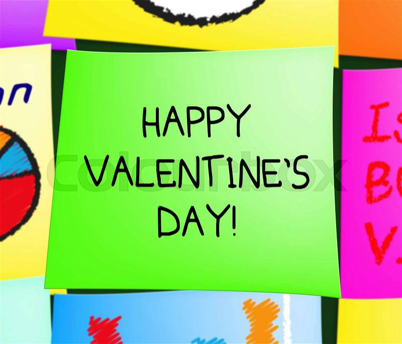 Happy Valentines Day Note Displays Find Love 3d Illustration, stock photo