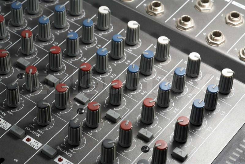 Full frame detail of a studio mixer, stock photo