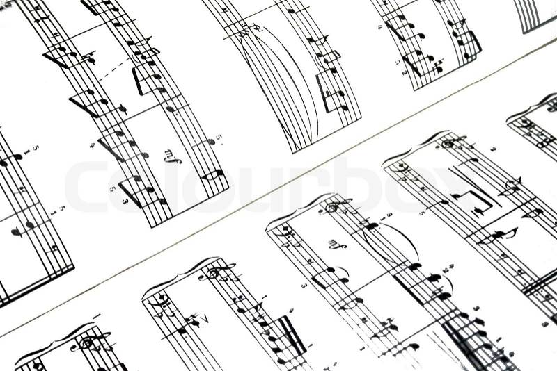 High contrast music notes sheet, stock photo