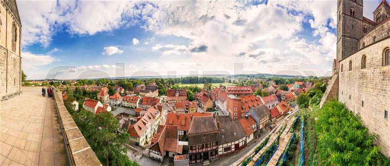 Quedlinburg in Germany with historic inner city, stock photo