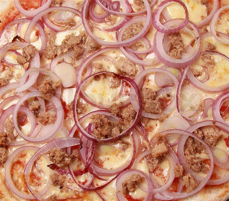 An onion pizza background, close up, stock photo