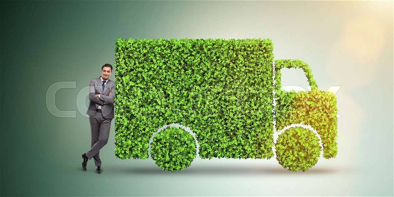 Electric car concept in green environment concept, stock photo