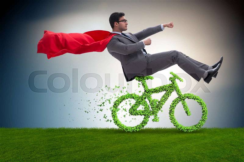 Green bycycle in environmentally friendly transportation concept, stock photo