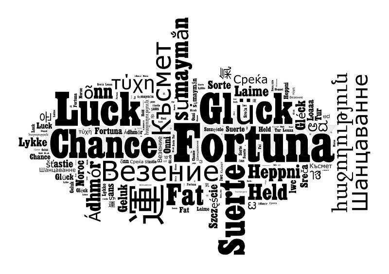 Word Luck in different languages word cloud concept, stock photo