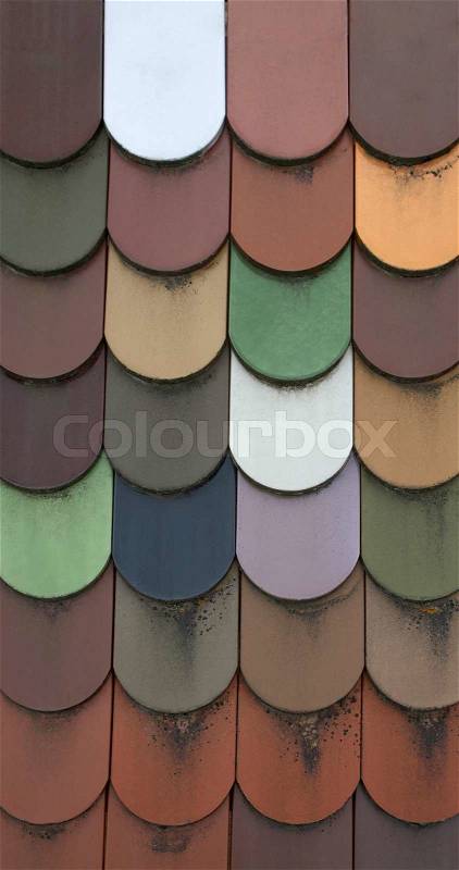 Full frame pattern of dirty old roof tiles, stock photo