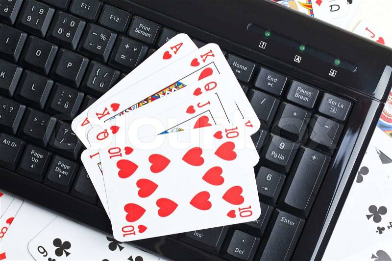 Online poker gambling . poker cards, stock photo