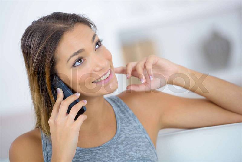 Happy woman phone talking, stock photo