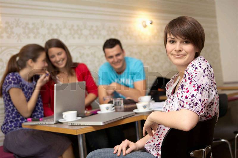 Students studying in a cafe, stock photo