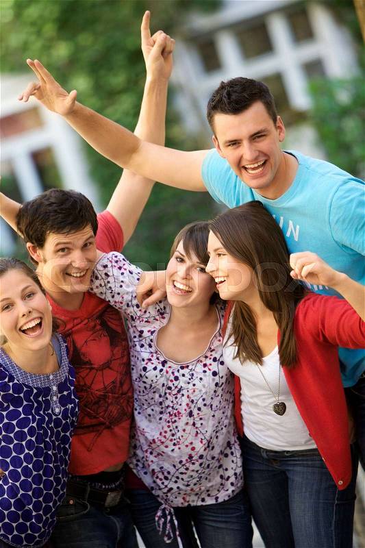 Energetic group of young people, stock photo