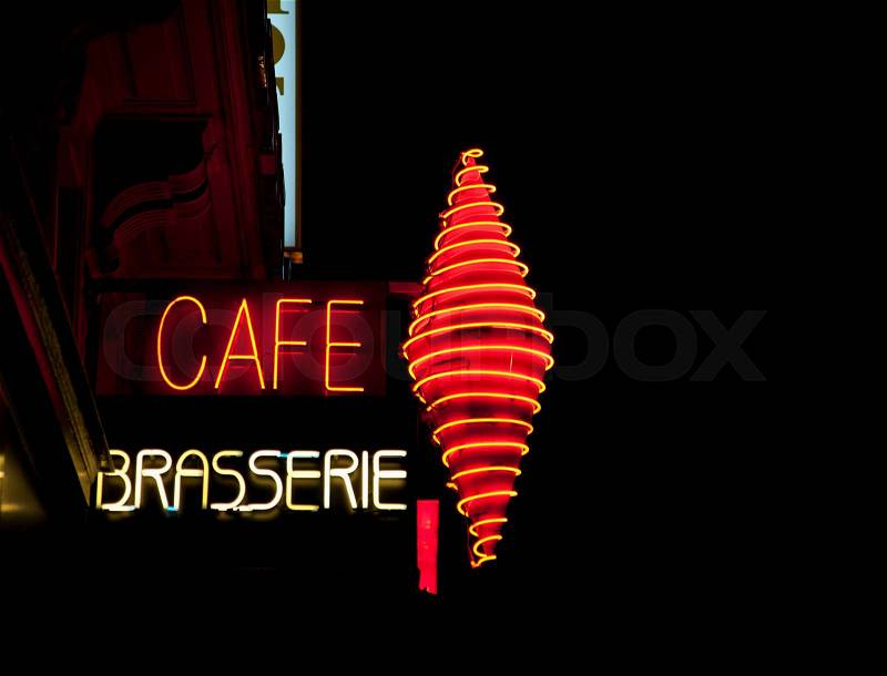 Neon cafe sign, stock photo