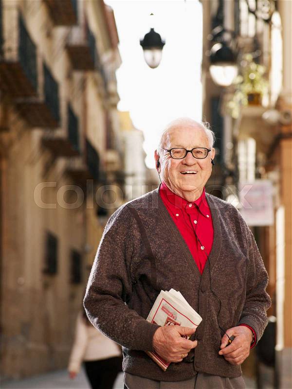 Senior Adult man in street, stock photo