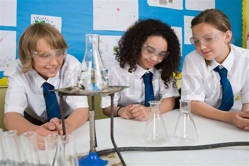 Students in chemistry class, stock photo