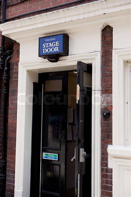 Stage door of West End theatre, London, stock photo