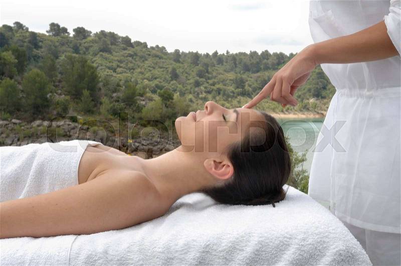 Woman having a massage, stock photo
