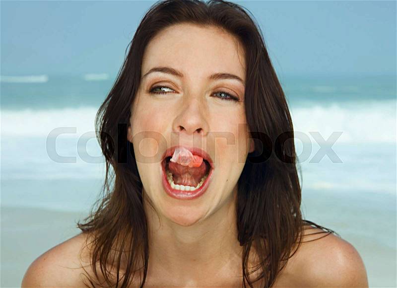 Portrait of women with bubble Gum, stock photo