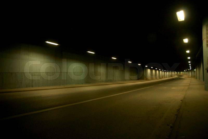 Underpass at night, stock photo