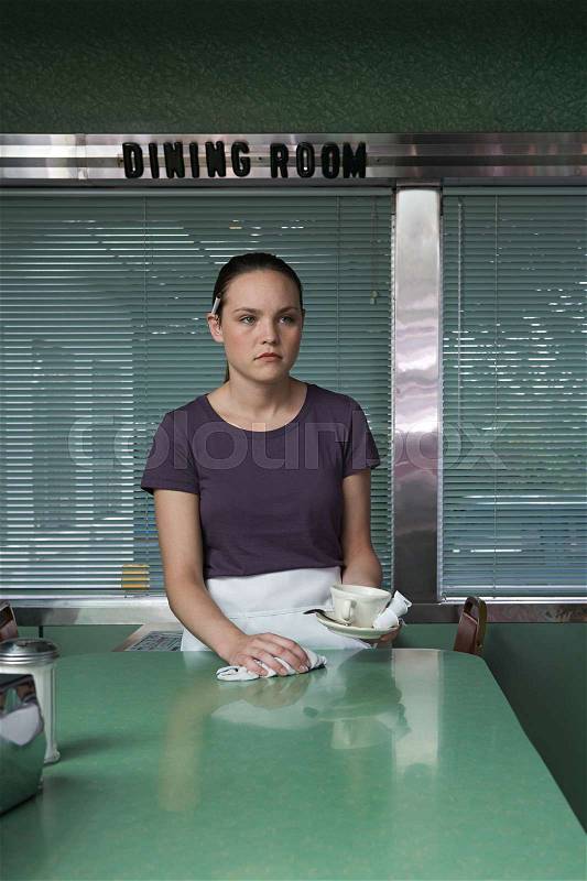 Waitress in an american diner, stock photo